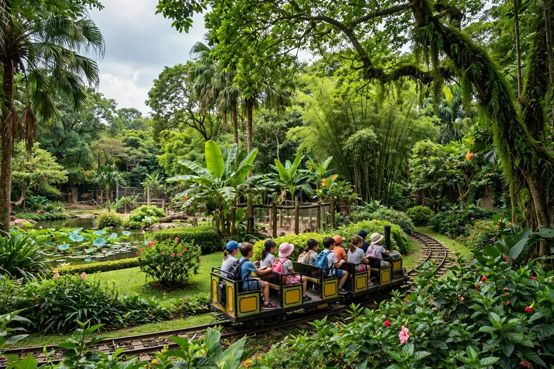Children playing at a colorful family amusement park in Vietnam with water slides and parents nearby on a sunny day (2)