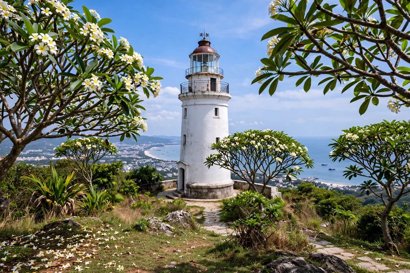 The Christ the King statue with outstretched arms on Small Mountain in Vung Tau overlooking the sea and city (2)